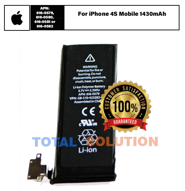 Original Quality Battery For APN: iPhone 616-0579, iPhone616-0580, iPhone 616-0581 or iPhone 616-0582 iPhone 4S Mobile 1430mAh