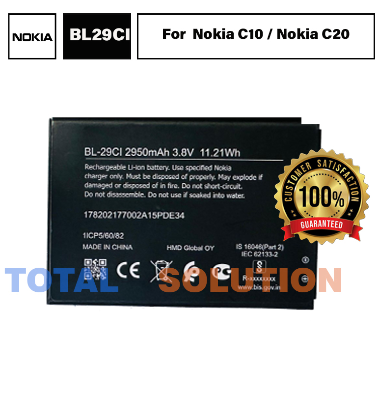 Original  BRAND NEW Nokia C10 (Nokia  TA-1342) Nokia  Battery Nokia  BL-29CI - 2950mAh