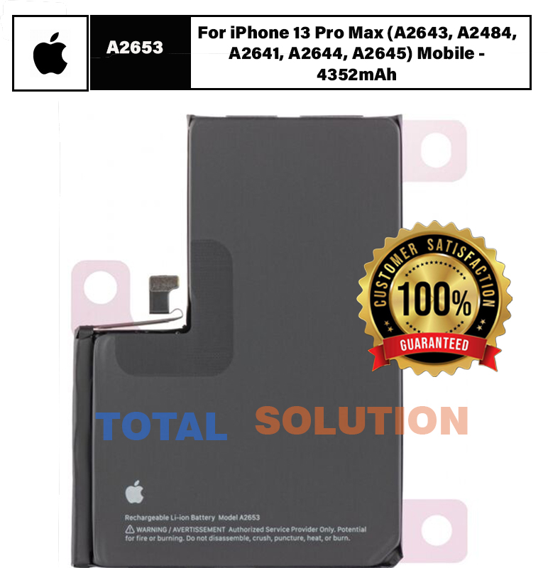 Original Apple A2653 Battery For iPhone 13 Pro Max (A2643, A2484, A2641, A2644, A2645) Mobile - 4352mAh