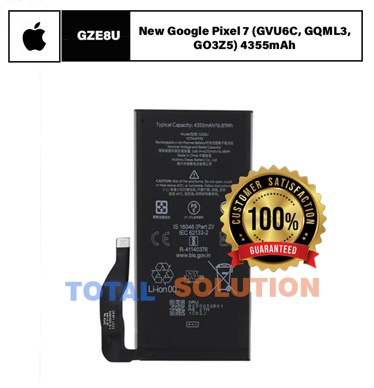 100% Original Brand New Google Pixel  7 (GVU6C, GQML3, GO3Z5) Battery GZE8U 4355mAh with 6 months warranty.