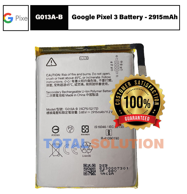 100% Original Brand New Google Battery For Google Pixel 3 Mobile G013A-B - 2915mAh