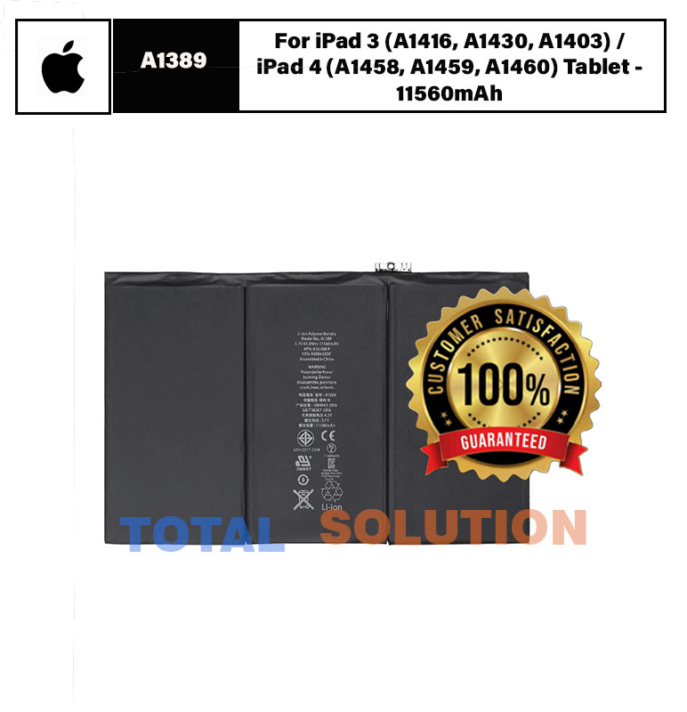 Original Apple A1389 Battery For iPad 3 (A1416, A1430, A1403) / iPad 4 (A1458, A1459, A1460) Tablet - 11560mAh