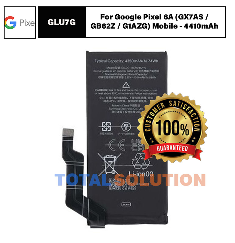 Original Google Pixel GLU7G Battery For Google Pixel 6A ( G1AZG) Mobile - 4410mAh