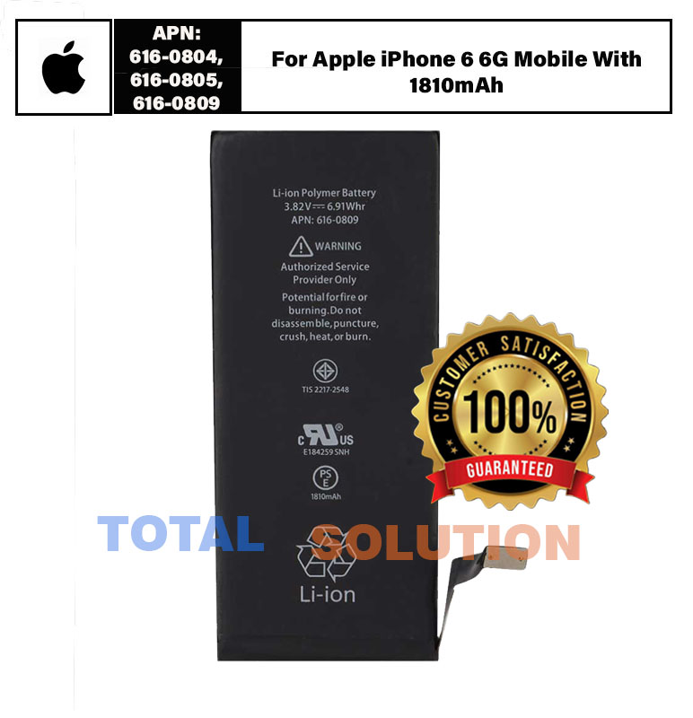 100% Original iPhone Battery APN: 616-0804, 616-0805, 616-0809 Battery For Apple iPhone 6 6G Mobile With 1810mAh mobile battery