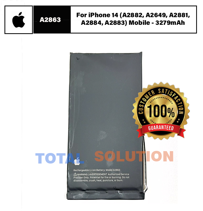 100% Original Brand New Apple A2863 Battery For iPhone 14 (, A2884, A2883) Mobile - 3279mAh with 6 months warranty