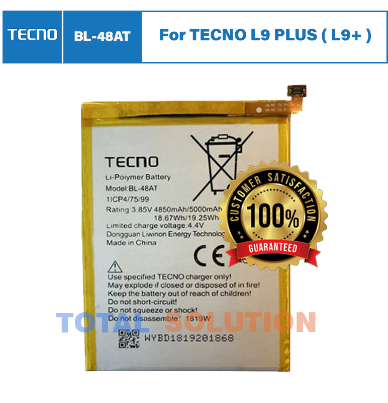 100% BRAND NEW ORIGINAL TECNO L9 PLUS ( L9+ ) BATTERY BL-48AT BL48AT - 5000mAh