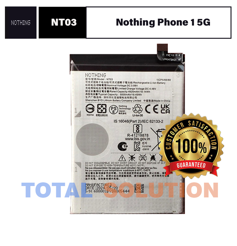 Original NEW  Nothing NT03 Nothing  Battery For Nothing Phone (2a) A142 Nothing  Mobile - 5000mAh