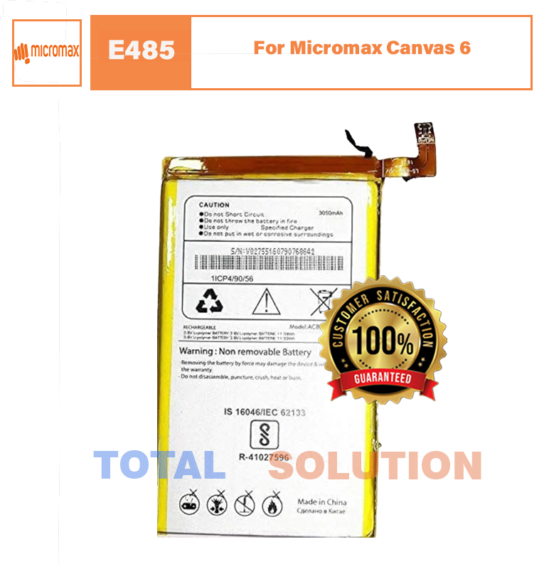 100 % BRAND NEW Original Battery For Micromax Canvas 6 E485 ACBPN30M03 - 3050mAh