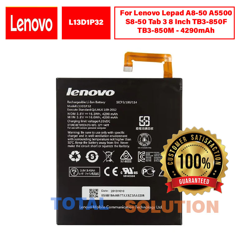 Original Lenovo L13D1P32 Battery For Lenovo Lepad A8-50 A5500 S8-50 Tab 3 8 Inch TB3-850F TB3-850M - 4290mAh     Lenovo L13D1P32 Battery
