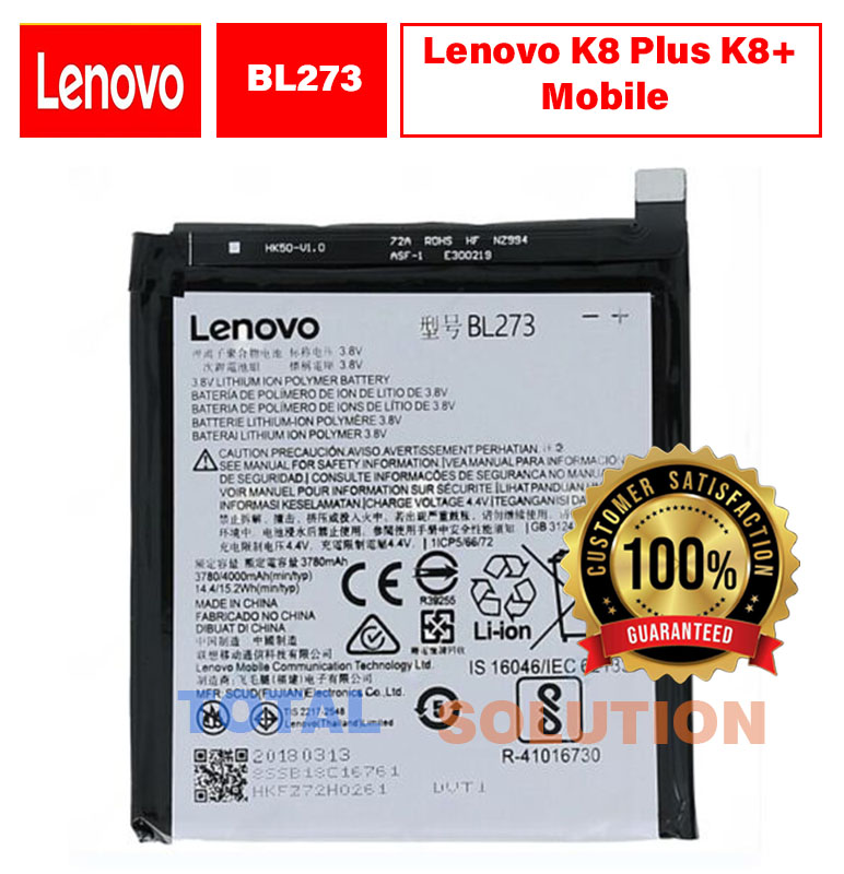 Original Lenovo K8 Plus K8+ Battery BL273 - 4000mAh