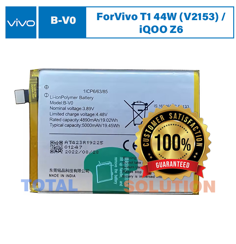 Original Vivo B-V0 Battery For Vivo T1 44W (V2153) / iQOO Z6 44W Mobile BV0 - 5000mAh