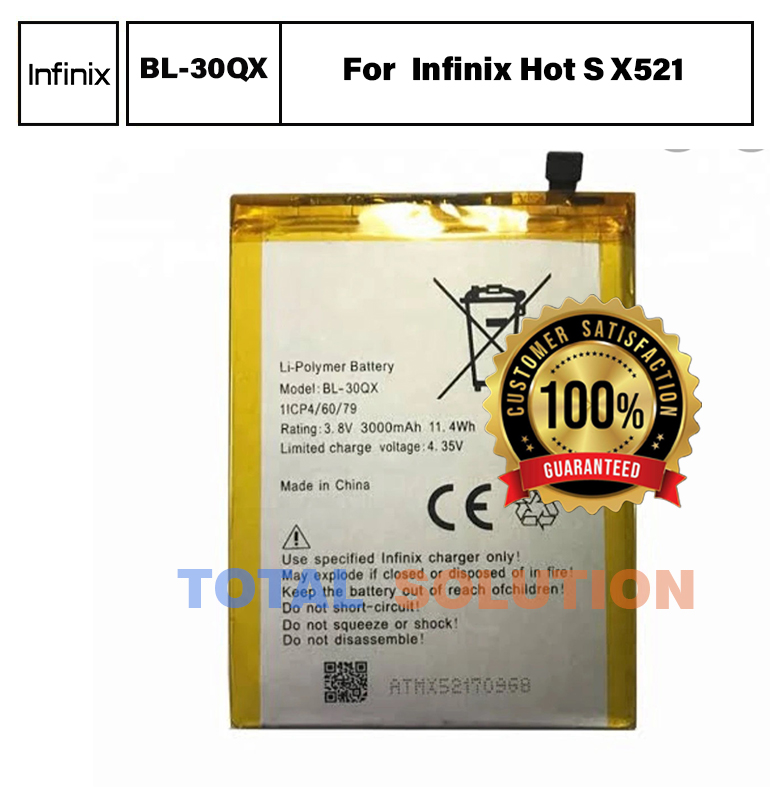 Original Infinix BL-30QX Battery For Infinix Hot S X521 Mobile BL30QX - 3000mAh
