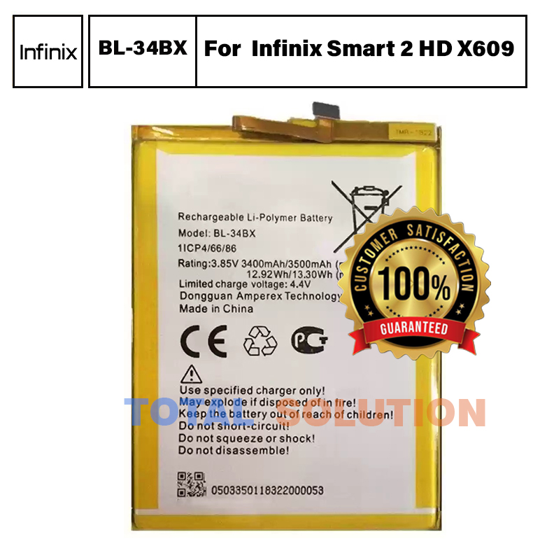 Original Infinix BL-34BX BL34BX Battery For Infinix Smart 2 HD X609 - 3500mAh