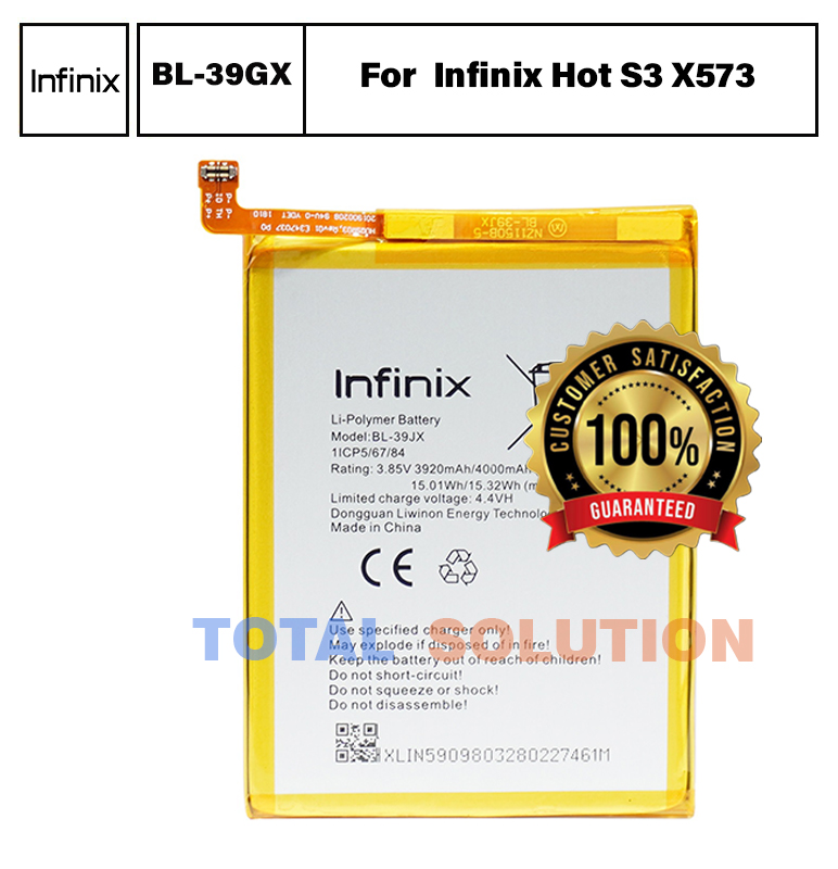 100% Original Infinix BL-39GX Battery For Infinix Hot S3 X573 BL39GX - 4000mAh