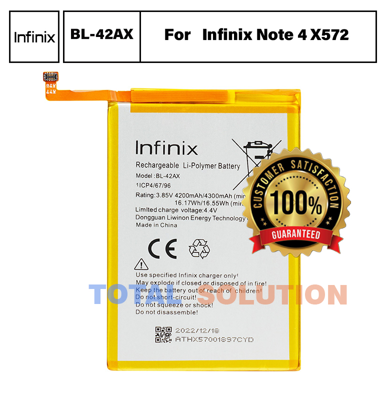 Original BL-42AX BL42AX Battery For Infinix Note 4 X572 Mobile 4300mAh