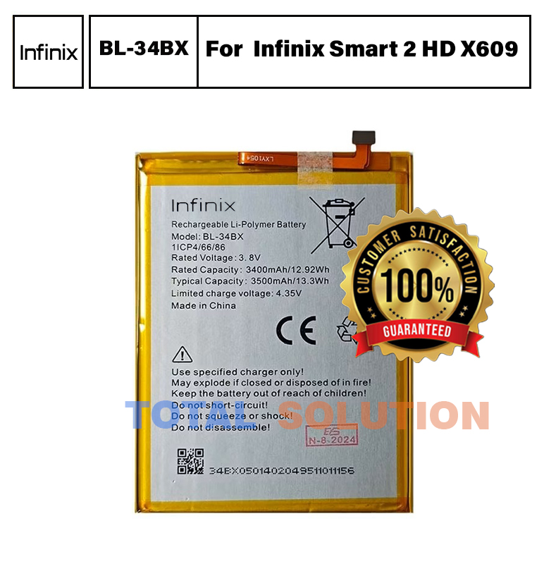 Original Infinix BL-34BX Battery For Infinix Smart 2 HD X609 Mobile BL34BX - 3500mAh