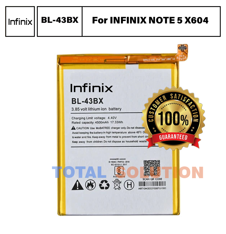 NEW Original Infinix Note 5 (X604, X604B) Battery BL-43BX - 4500mAh