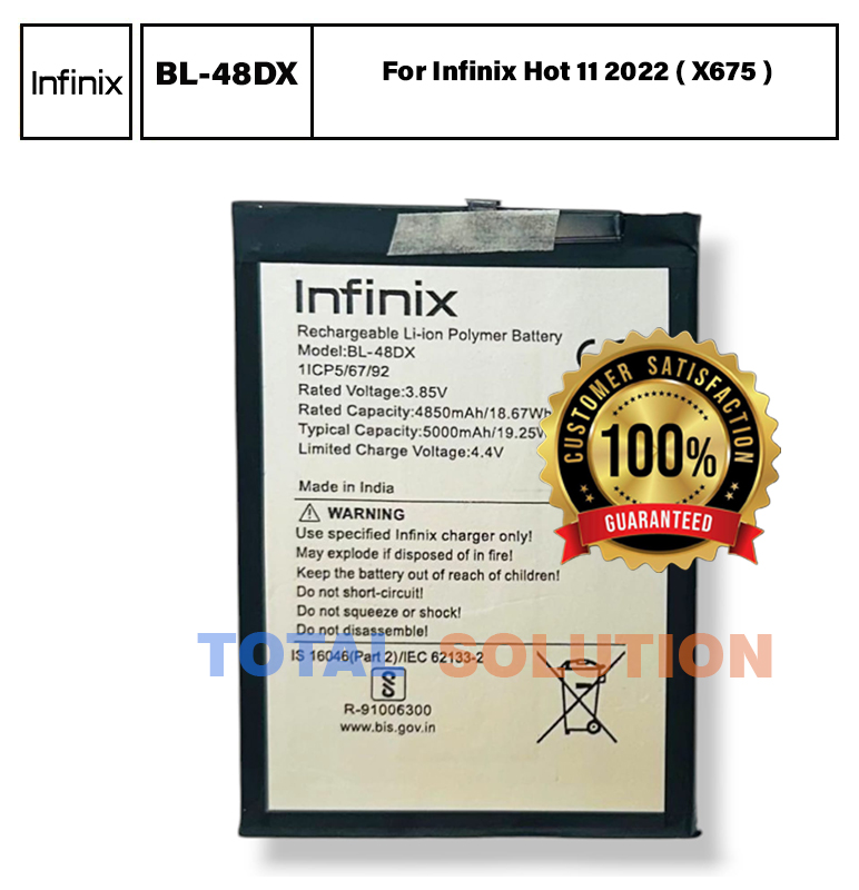100% Original Brand New Infinix Hot 11 2022 X675 BL-48DX 5000mAh Battery 9 months warranty