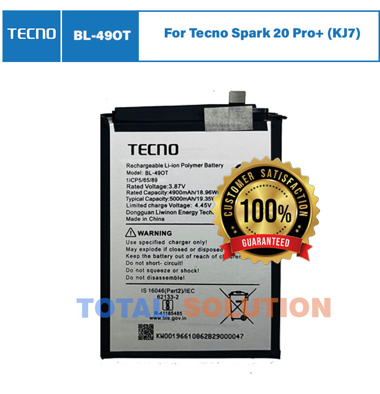 Original Tecno Spark 20 Pro+ (KJ7) Battery BL-49OT - 5000mAh