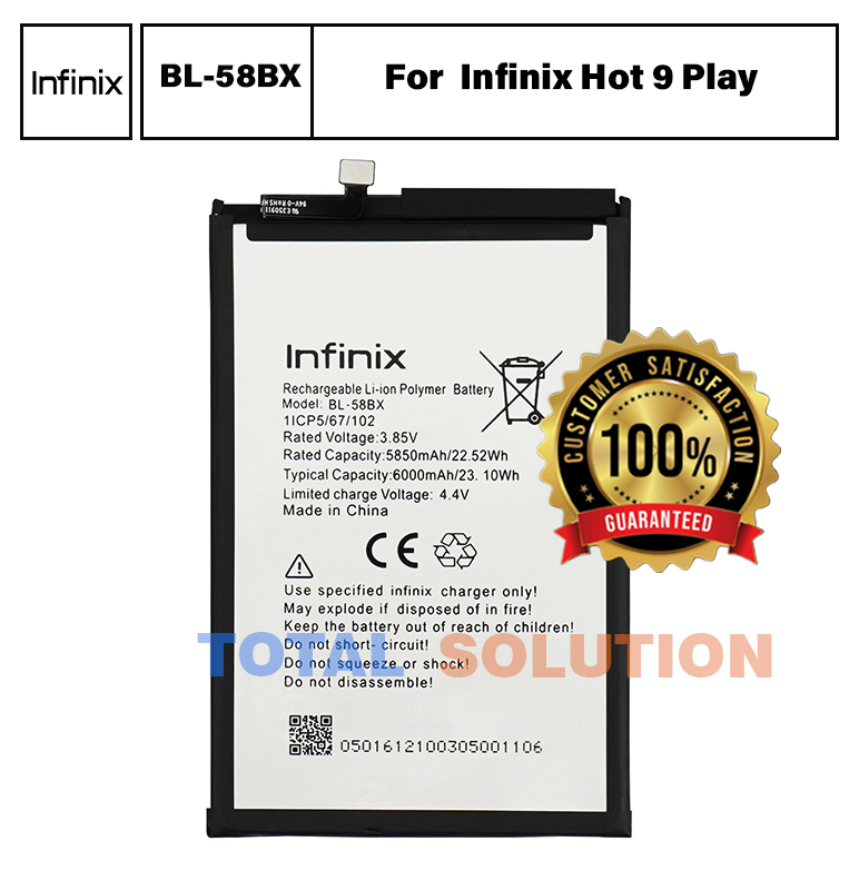 Original Infinix Hot 9 Play Battery BL-58BX BL58BX - 6000mAh