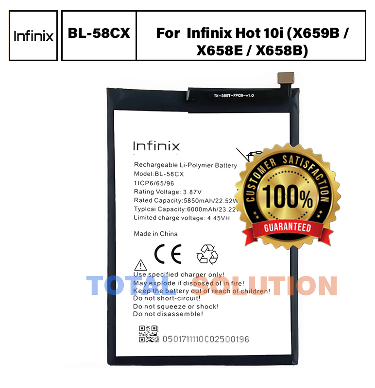 Original Infinix BL-58CX Battery For Infinix Hot 10i (X659B / X658E / X658B) Mobile - 6000mAh