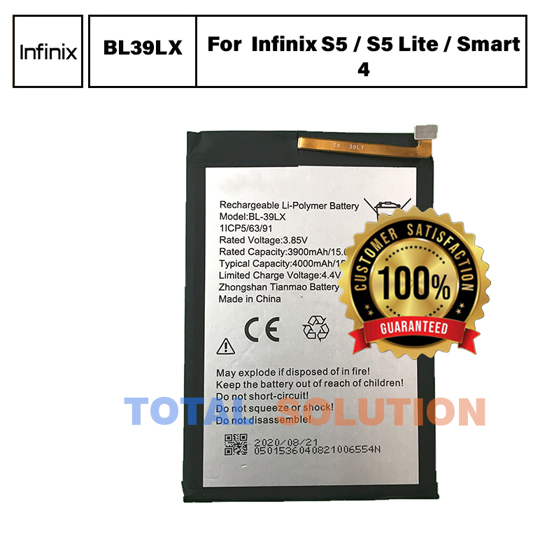 Original Infinix BL-39LX Battery Infinix S5 / S5 Lite / Smart 4 Mobiles BL39LX - 4000mAh