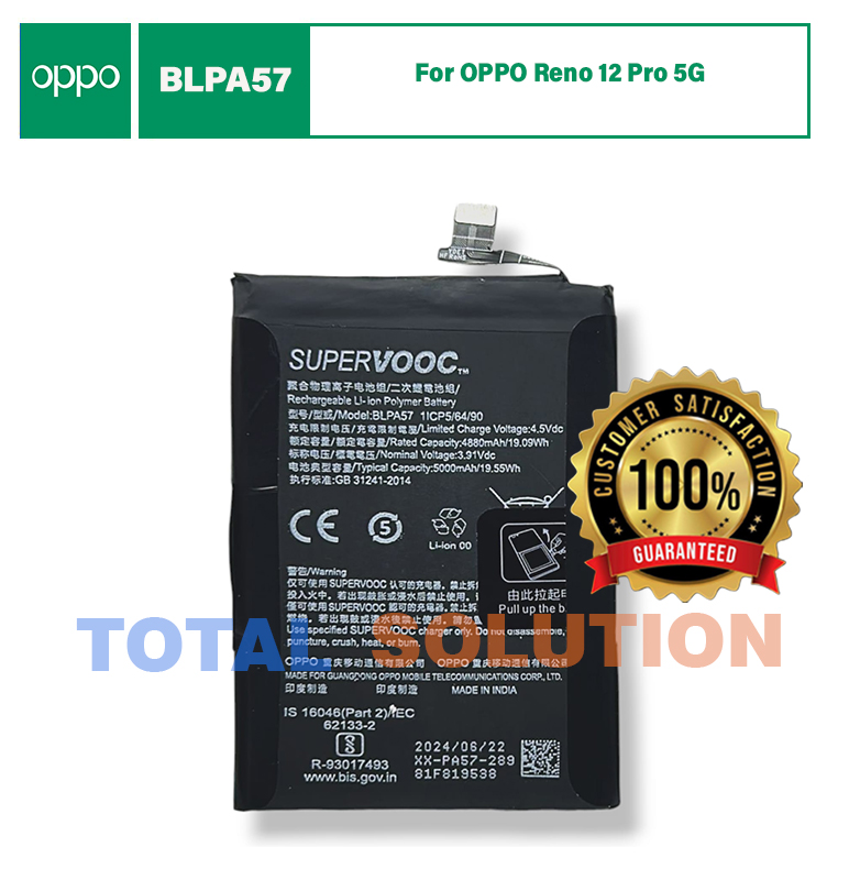 100% Original NEW OPPO Reno 12 Pro 5G Battery BLPA57 - 5000mAh
