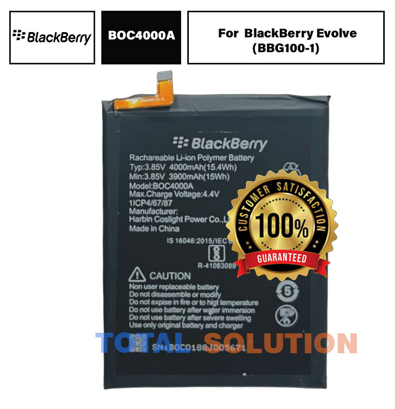 100% Original Brand New BlackBerry BOC4000A Battery For BlackBerry Evolve (BBG100-1) Mobile - 4000mAh