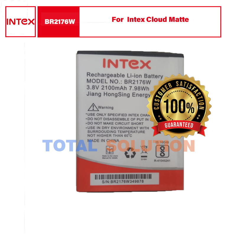 Original Intex BR2176W battery for Intex Cloud Matte with 2100 mAh and 3 months dealer warranty.