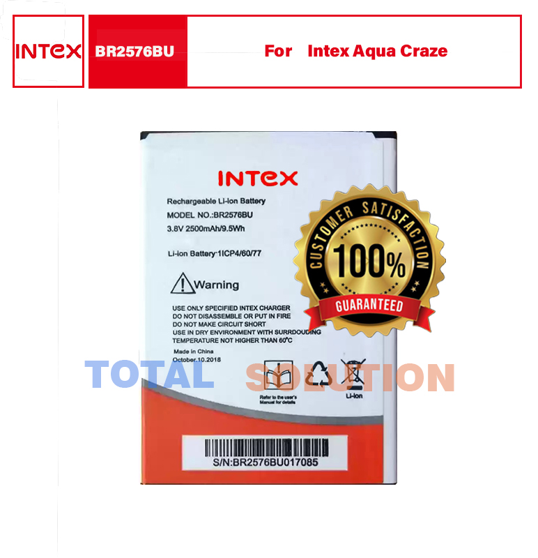100% Original  Intex BR2576BU Battery For Intex Aqua Craze Mobile 2500mAh