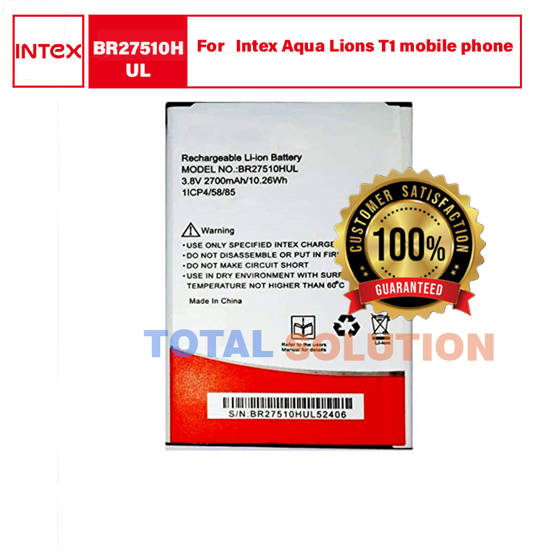 Original Intex BR27510HUL battery for Intex Aqua Lions T1 mobile phone with 2700 mAh & 3 months dealer warranty.