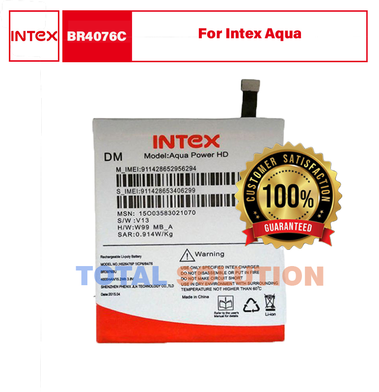 100%Original BR4076C Battery For Intex Aqua HD Power Mobile With 4000mAh