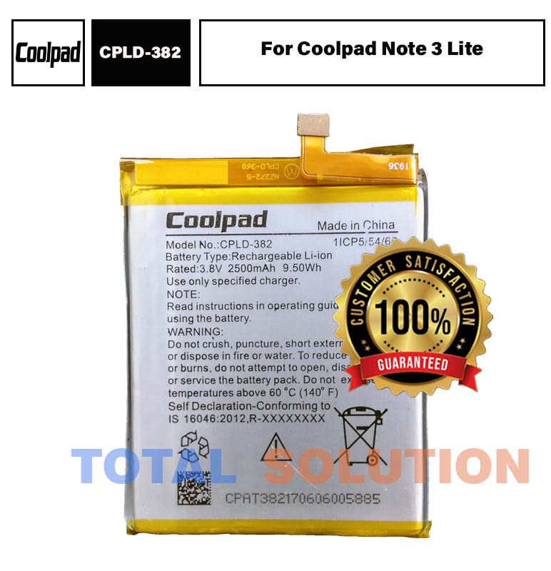 Original Brand New Coolpad CLP-382 battery for Coolpad Note 3 Lite mobile with 2500 mAh