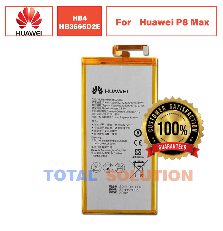 100%Original HB3665D2EBC Internal Rechargeable Battery For Huawei P8 Max With 4230mAh
