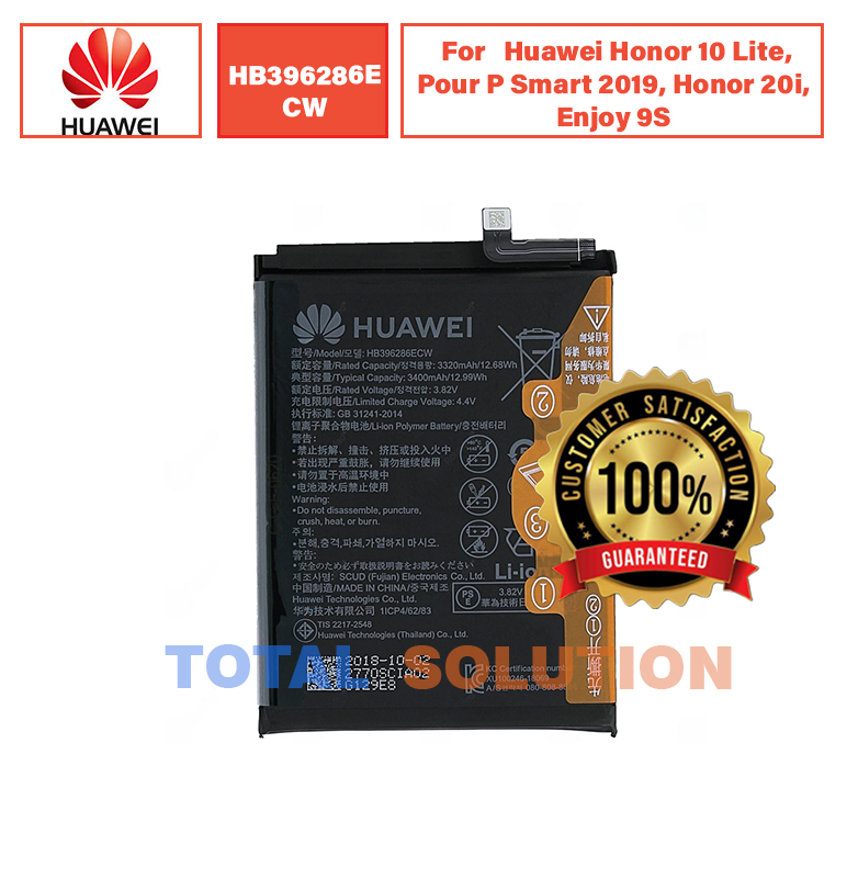 100%Original HB396286ECW Battery FOR Huawei Honor 10 Lite, Pour P Smart 2019, Honor 20i, Enjoy 9S - 3400mAh