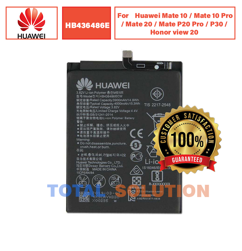 Original Huawei HB436486ECW Battery For Huawei Mate 10 / Mate 10 Pro / Mate 20 / Mate P20 Pro / P30 / Honor view 20 - 4000mAh