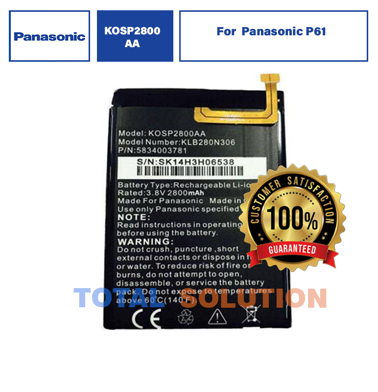 Original Panasonic KOSP2800AA battery for Panasonic P61 mobile phone with 2800 mAh