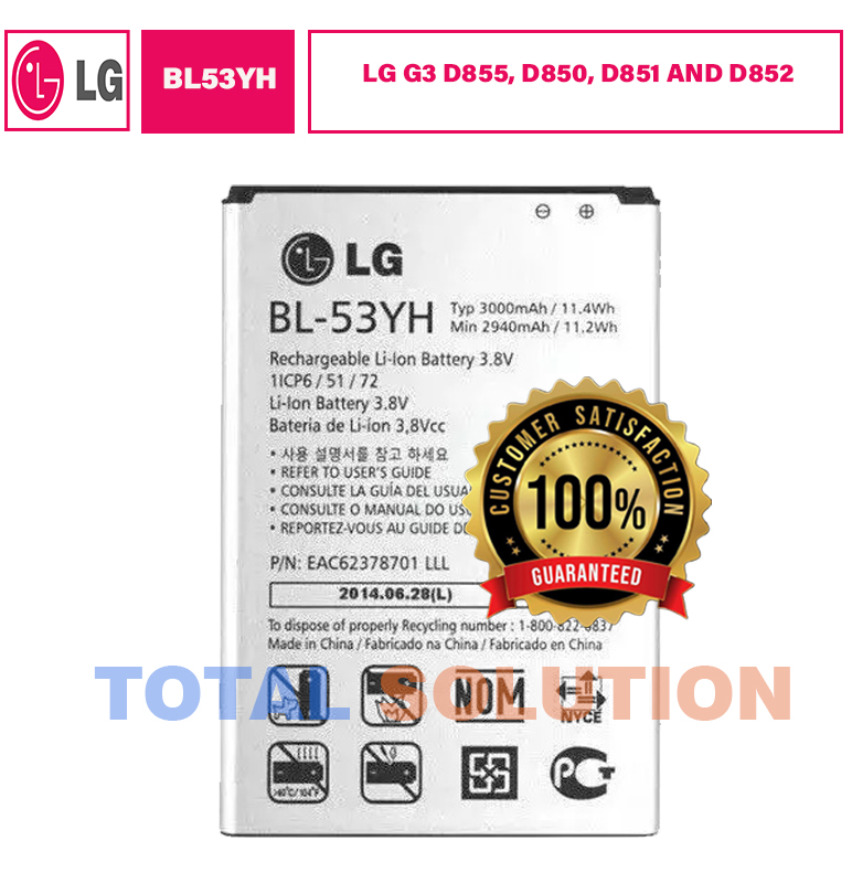 Original LG BL-53YH Battery For LG G3 D855, D850, D851 AND D852 3000mAh
