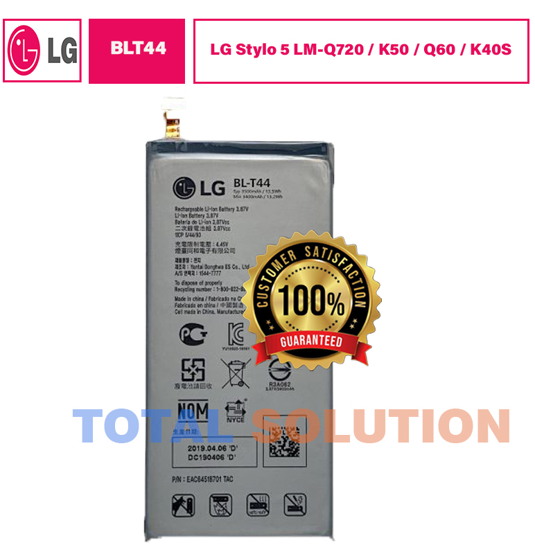 100%Original LG BL-T44 Battery For LG Stylo 5 LM-Q720 / K50 / Q60 / K40S Mobile BLT44 - 3500mAh