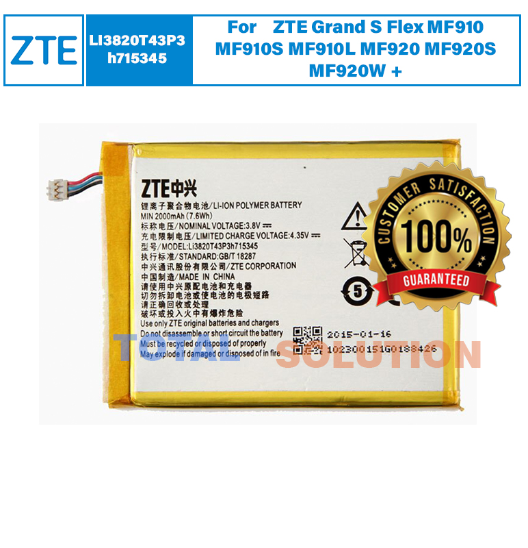 100% Original LI3820T43P3h715345 phone battery For ZTE Grand S Flex MF910 MF910S MF910L MF920 MF920S MF920W +