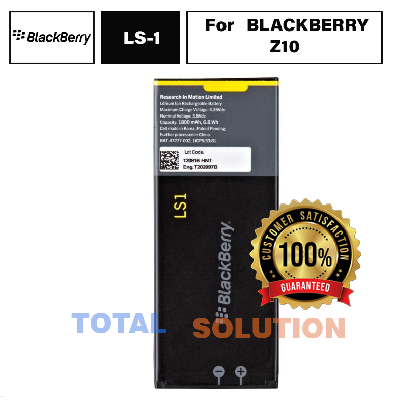 100% Original Brand New BLACKBERRY Z10 LS1 Battery 1800mAh with 6 months warranty.