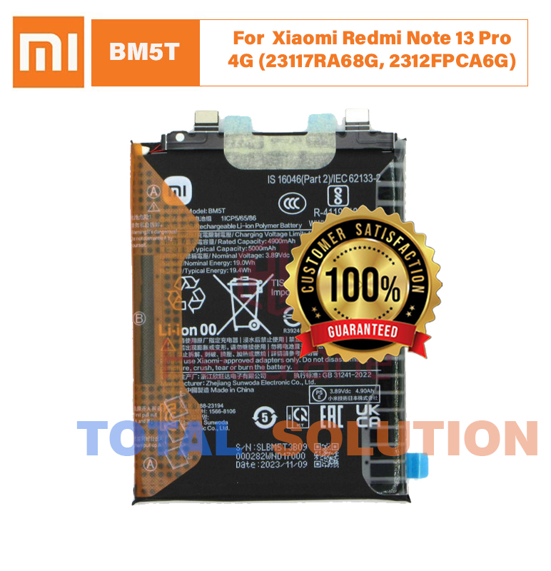 Original Xiaomi Redmi Note 13 Pro 4G (23117RA68G, 2312FPCA6G) Battery BM5T - 5000mAh