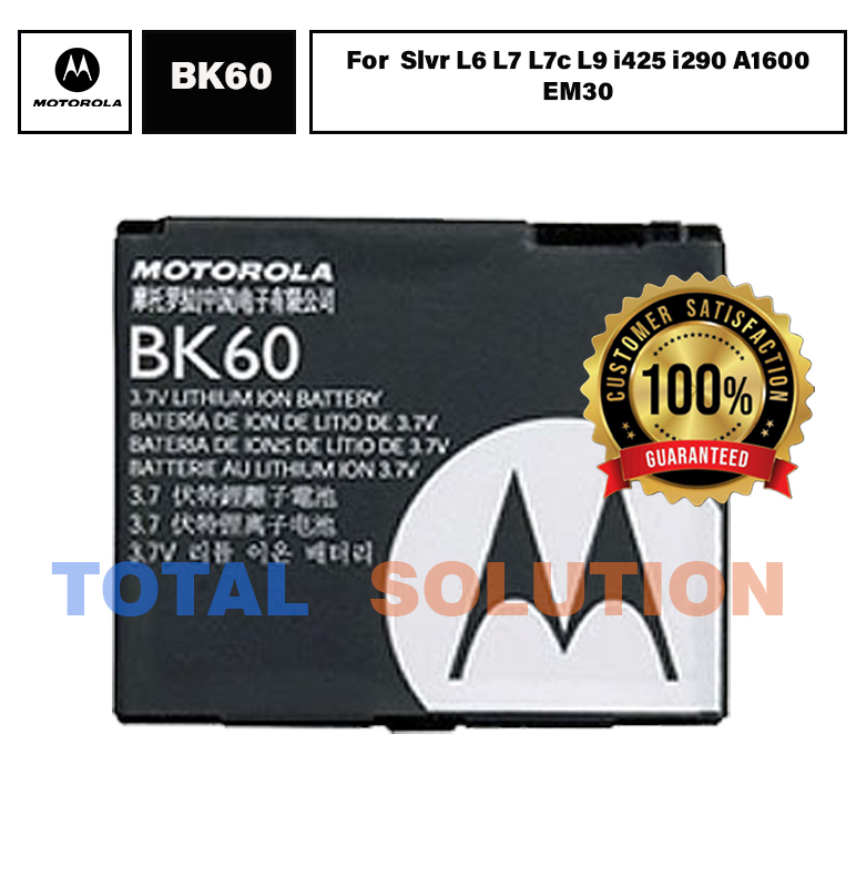 ORIGINAL MOTOROLA BK60 BK-60 Battery For Slvr L6 L7 L7c L9 i425 i290 A1600 EM30