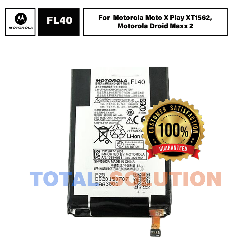 Original FL40 Battery For Motorola Moto X Play XT1562, Motorola Droid Maxx 2 - 3630mAh