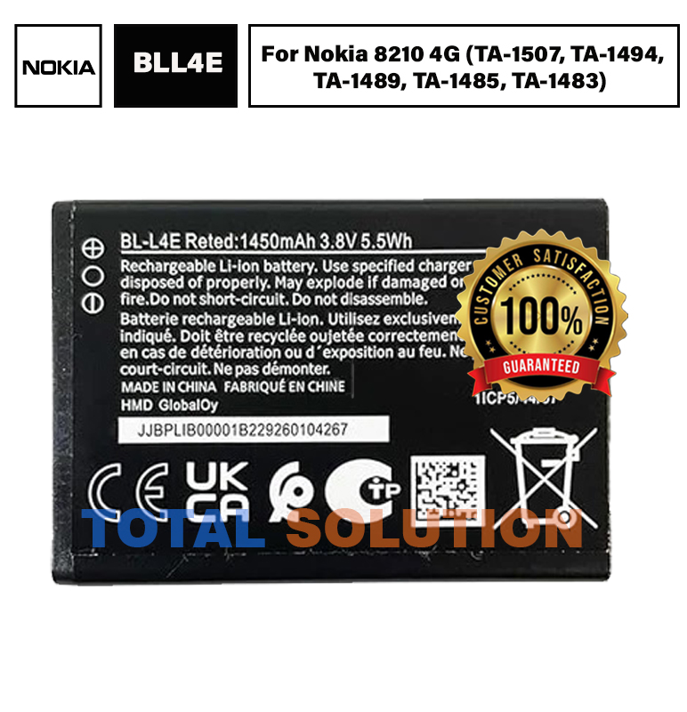 Original Nokia BL-L4E Battery For Nokia 2660 Flip 4G / Nokia 8210 4G Mobile BLL4E - 1450mAh