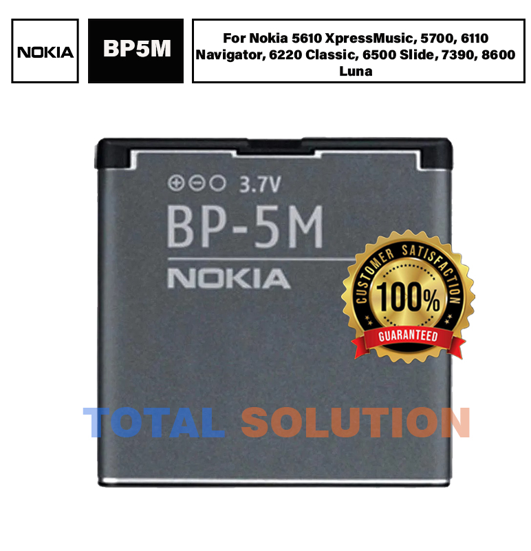 Original BP-5M BP5M Battery For Nokia 5610 XpressMusic, 5700, 6110 Navigator, 6220 Classic, 6500 Slide, 7390, 8600 Luna