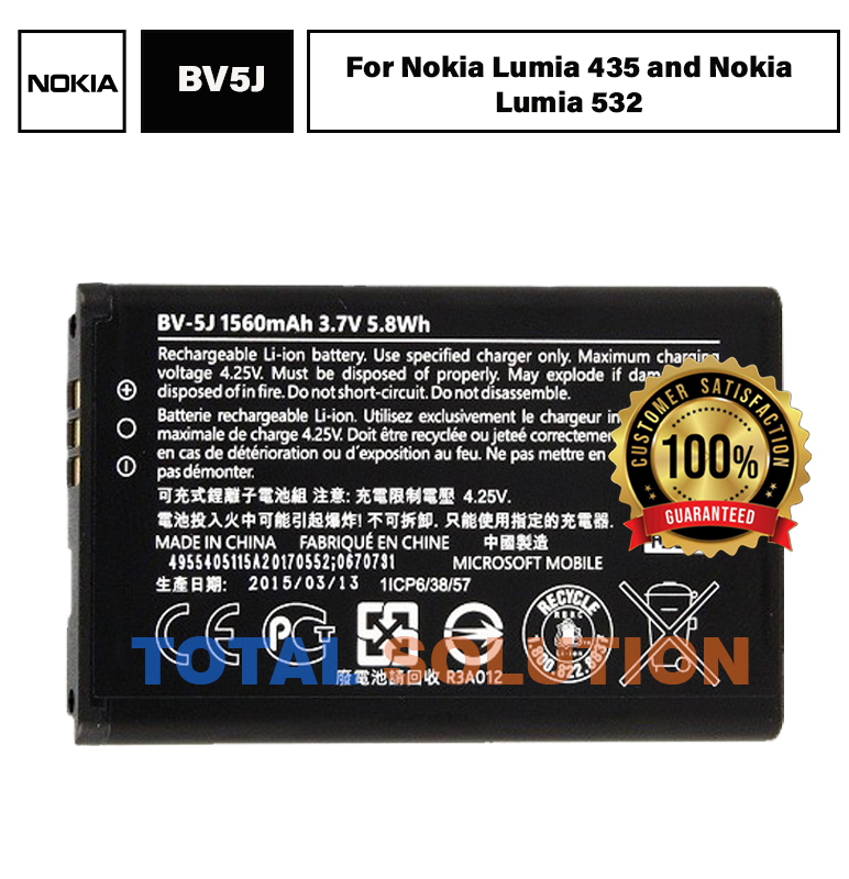 100%Original Nokia BV-5J BV5J Battery For Nokia Lumia 435 and Nokia Lumia 532 With 1560mAh
