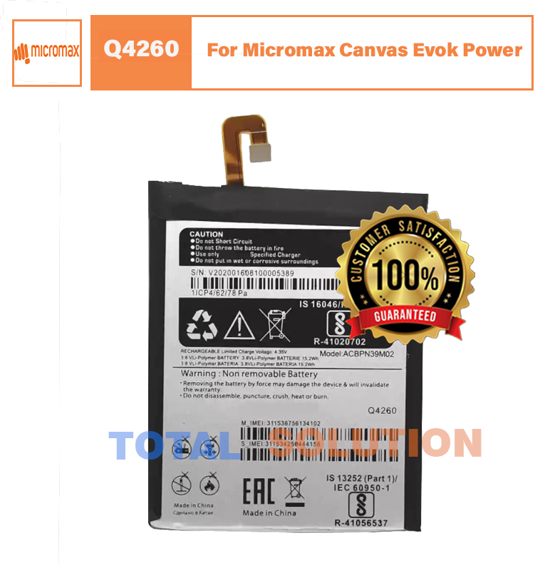 Original Micromax Canvas Evok Power Q4260 4000 mAh battery
