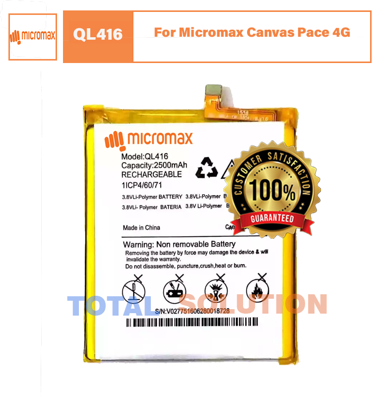 Original Micromax QL860 Battery For Micromax Canvas Pace 4G Q416 - 2500mAh