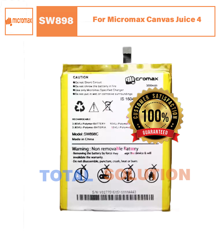 Original SW898C Battery For Micromax Canvas Juice 4 Q382 with 3000mAh